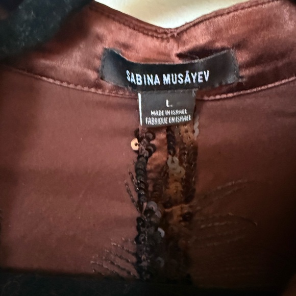 NWOT Sabina Musayev Sequin Embellished Dress in Rich Brown - Picture 2 of 6